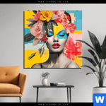 Acrylglasbild Florales Frauenportraet Fiona Quadrat Produktvorschau mit dem Bild Florales Frauenporträt - Fiona im Format Quadrat.