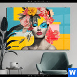 Acrylglasbild Florales Frauenportraet Fiona Querformat Produktvorschau mit dem Bild Florales Frauenporträt - Fiona im Format Querformat.