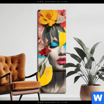 Acrylglasbild Florales Frauenportraet Fiona Schmal Produktvorschau mit dem Bild Florales Frauenporträt - Fiona im Format Schmal.