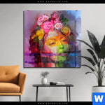 Acrylglasbild Florales Frauenportraet Rosalie Quadrat Produktvorschau mit dem Bild Florales Frauenporträt - Rosalie im Format Quadrat.