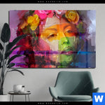 Acrylglasbild Florales Frauenportraet Rosalie Querformat Produktvorschau mit dem Bild Florales Frauenporträt - Rosalie im Format Querformat.