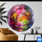 Acrylglasbild Florales Frauenportraet Rosalie Rund Produktvorschau mit dem Bild Florales Frauenporträt - Rosalie im Format Rund.