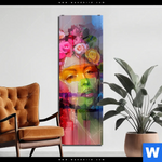 Acrylglasbild Florales Frauenportraet Rosalie Schmal Produktvorschau mit dem Bild Florales Frauenporträt - Rosalie im Format Schmal.