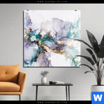Acrylglasbild Fluid Art Lila Tuerkis Quadrat Produktvorschau mit dem Bild Fluid Art Lila & Türkis im Format Quadrat.