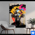 Acrylglasbild Frau Mit Kopfhoerern Hochformat Produktvorschau mit dem Bild Frau mit Kopfhörern im Format Hochformat.