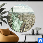 Acrylglasbild Freiheit Ueber Manhattan Rund Produktvorschau mit dem Bild Freiheit über Manhattan im Format Rund.