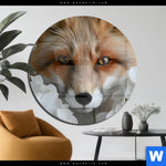 Acrylglasbild Friedlicher Fuchs Und Blumen Rund Produktvorschau mit dem Bild Friedlicher Fuchs und Blumen im Format Rund.