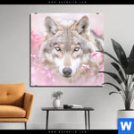 Acrylglasbild Friedlicher Wolf Quadrat Produktvorschau mit dem Bild Friedlicher Wolf im Format Quadrat.