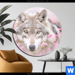 Acrylglasbild Friedlicher Wolf Rund Produktvorschau mit dem Bild Friedlicher Wolf im Format Rund.