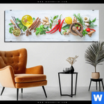 Acrylglasbild Frische Kraeuter Gewuerze Panorama Produktvorschau mit dem Bild Frische Kräuter & Gewürze im Format Panorama.