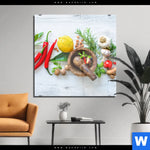 Acrylglasbild Frische Kraeuter Gewuerze Quadrat Produktvorschau mit dem Bild Frische Kräuter & Gewürze im Format Quadrat.