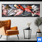 Acrylglasbild Frischer Fisch Und Meeresfruechte Panorama Produktvorschau mit dem Bild Frischer Fisch und Meeresfrüchte im Format Panorama.