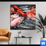 Acrylglasbild Frischer Fisch Und Meeresfruechte Quadrat Produktvorschau mit dem Bild Frischer Fisch und Meeresfrüchte im Format Quadrat.