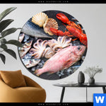 Acrylglasbild Frischer Fisch Und Meeresfruechte Rund Produktvorschau mit dem Bild Frischer Fisch und Meeresfrüchte im Format Rund.