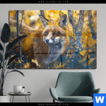 Acrylglasbild Fuchs Im Blaetterwald Querformat Produktvorschau mit dem Bild Fuchs im Blätterwald im Format Querformat.