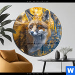 Acrylglasbild Fuchs Im Blaetterwald Rund Produktvorschau mit dem Bild Fuchs im Blätterwald im Format Rund.
