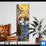 Acrylglasbild Fuchs Im Blaetterwald Schmal Produktvorschau mit dem Bild Fuchs im Blätterwald im Format Schmal.