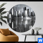 Acrylglasbild Futuristische Skyline Rund Produktvorschau mit dem Bild Futuristische Skyline im Format Rund.