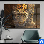 Acrylglasbild Geheimnisvoller Leopard Querformat Produktvorschau mit dem Bild Geheimnisvoller Leopard im Format Querformat.
