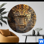 Acrylglasbild Geheimnisvoller Leopard Rund Produktvorschau mit dem Bild Geheimnisvoller Leopard im Format Rund.