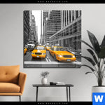 Acrylglasbild Gelbe Taxis New York Quadrat Produktvorschau mit dem Bild Gelbe Taxis New York im Format Quadrat.