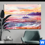 Acrylglasbild Gemaelde Mit Boot Im Sonnenuntergang Querformat Produktvorschau mit dem Bild Gemälde mit Boot im Sonnenuntergang im Format Querformat.