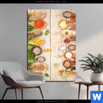 Acrylglasbild Gewuerze Auf Hoelzernen Loeffeln Hochformat Produktvorschau mit dem Bild Gewürze auf hölzernen Löffeln im Format Hochformat.