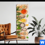Acrylglasbild Gewuerze Auf Hoelzernen Loeffeln Schmal Produktvorschau mit dem Bild Gewürze auf hölzernen Löffeln im Format Schmal.
