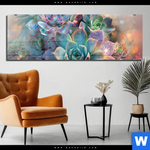 Acrylglasbild Glaenzende Sukkulenten Panorama Produktvorschau mit dem Bild Glänzende Sukkulenten im Format Panorama.