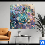 Acrylglasbild Glaenzende Sukkulenten Quadrat Produktvorschau mit dem Bild Glänzende Sukkulenten im Format Quadrat.