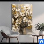 Acrylglasbild Goldene Bluetenpoesie Hochformat Produktvorschau mit dem Bild Goldene Blütenpoesie im Format Hochformat.