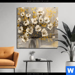 Acrylglasbild Goldene Bluetenpoesie Quadrat Produktvorschau mit dem Bild Goldene Blütenpoesie im Format Quadrat.