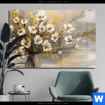 Acrylglasbild Goldene Bluetenpoesie Querformat Produktvorschau mit dem Bild Goldene Blütenpoesie im Format Querformat.