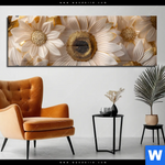 Acrylglasbild Goldene Bluetenpracht Panorama Produktvorschau mit dem Bild Goldene Blütenpracht im Format Panorama.