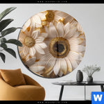 Acrylglasbild Goldene Bluetenpracht Rund Produktvorschau mit dem Bild Goldene Blütenpracht im Format Rund.