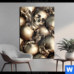 Acrylglasbild Goldene Schaedel Hochformat Produktvorschau mit dem Bild Goldene Schädel im Format Hochformat.
