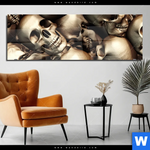 Acrylglasbild Goldene Schaedel Panorama Produktvorschau mit dem Bild Goldene Schädel im Format Panorama.