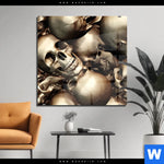 Acrylglasbild Goldene Schaedel Quadrat Produktvorschau mit dem Bild Goldene Schädel im Format Quadrat.
