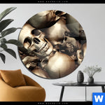 Acrylglasbild Goldene Schaedel Rund Produktvorschau mit dem Bild Goldene Schädel im Format Rund.