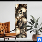 Acrylglasbild Goldene Schaedel Schmal Produktvorschau mit dem Bild Goldene Schädel im Format Schmal.