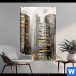 Acrylglasbild Goldene Skyline Vision Hochformat Produktvorschau mit dem Bild Goldene Skyline Vision im Format Hochformat.