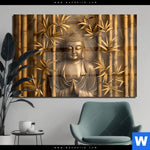 Acrylglasbild Goldener Buddha Im Bambuswald Querformat Produktvorschau mit dem Bild Goldener Buddha im Bambuswald im Format Querformat.
