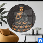 Acrylglasbild Goldener Buddha Rund Produktvorschau mit dem Bild Goldener Buddha im Format Rund.