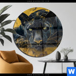 Acrylglasbild Goldener Panther Rund Produktvorschau mit dem Bild Goldener Panther im Format Rund.