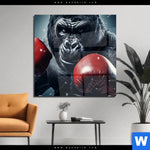 Acrylglasbild Gorilla Mit Roten Boxhandschuhen Quadrat Produktvorschau mit dem Bild Gorilla mit roten Boxhandschuhen im Format Quadrat.