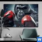 Acrylglasbild Gorilla Mit Roten Boxhandschuhen Querformat Produktvorschau mit dem Bild Gorilla mit roten Boxhandschuhen im Format Querformat.