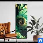Acrylglasbild Gruene Spiralblaetter Schmal Produktvorschau mit dem Bild Grüne Spiralblätter im Format Schmal.