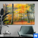 Acrylglasbild Herbstfarben Im Nebligen Wald Querformat Produktvorschau mit dem Bild Herbstfarben im nebligen Wald im Format Querformat.