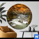 Acrylglasbild Herbstlandschaft Am Fluss Rund Produktvorschau mit dem Bild Herbstlandschaft am Fluss im Format Rund.