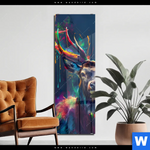 Acrylglasbild Hirsch Im Leuchtenden Farbmix Schmal Produktvorschau mit dem Bild Hirsch im leuchtenden Farbmix im Format Schmal.
